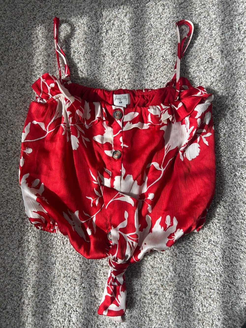 H&M Red Floral Tie-Front Cami Top